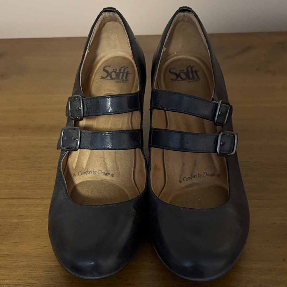 Sofft Black Double Strap Heels